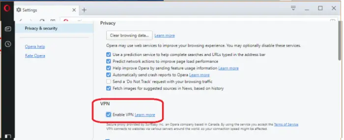 Enable VPN